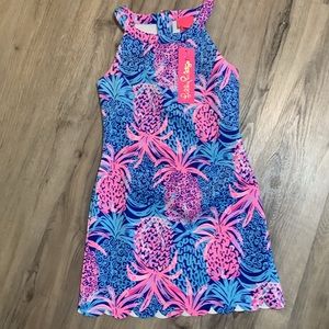 NWT Lilly Pulitzer Girls Size 8 Dress, Blue, Pink, Tropic Down Low, $69